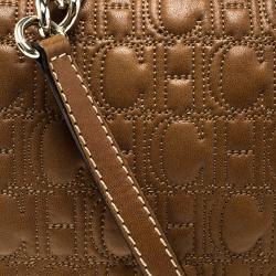 Pre Owned Carolina Herrera Brown Quilted Monogram Leather Shoulder Bag