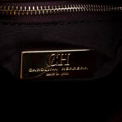 Pre Owned Carolina Herrera Brown Monogram Leather Shoulder Bag