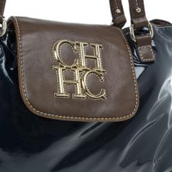 Pre Owned Carolina Herrera Blue Patent Tote