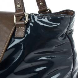 Pre Owned Carolina Herrera Blue Patent Tote