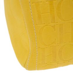 Pre Owned Carolina Herrera Yellow Monogram Leather Andy Boston Bag