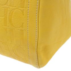Pre Owned Carolina Herrera Yellow Monogram Leather Andy Boston Bag