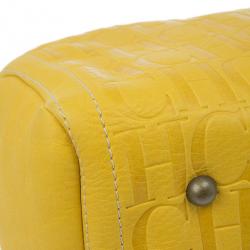 Pre Owned Carolina Herrera Yellow Monogram Leather Andy Boston Bag