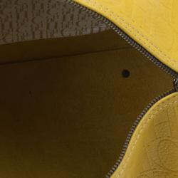 Pre Owned Carolina Herrera Yellow Monogram Leather Andy Boston Bag