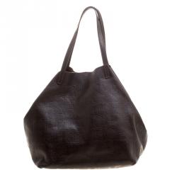 مملوكة مسبقًا Carolina Herrera Brown Monogram Leather Matryoshka Tote