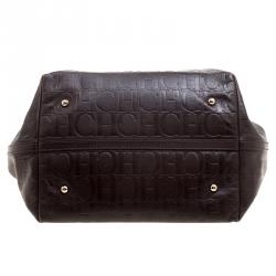 مملوكة مسبقًا Carolina Herrera Brown Monogram Leather Matryoshka Tote