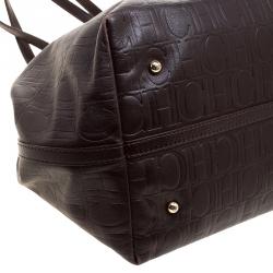 مملوكة مسبقًا Carolina Herrera Brown Monogram Leather Matryoshka Tote