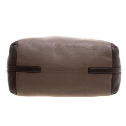 Pre Owned Carolina Herrera Khaki and Brown Leather Tassel Hobo