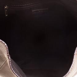 Pre Owned Carolina Herrera Khaki and Brown Leather Tassel Hobo