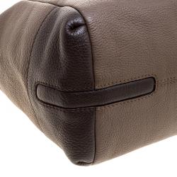 Pre Owned Carolina Herrera Khaki and Brown Leather Tassel Hobo