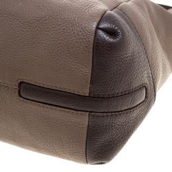 Pre Owned Carolina Herrera Khaki and Brown Leather Tassel Hobo