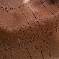 Pre Owned Carolina Herrera Brown Leather Perforated Logo Hobo