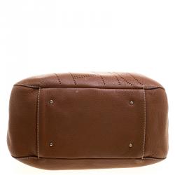 Pre Owned Carolina Herrera Brown Leather Perforated Logo Hobo
