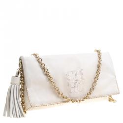 Pre Owned Carolina Herrera White Leather Chain Triana Shoulder bag