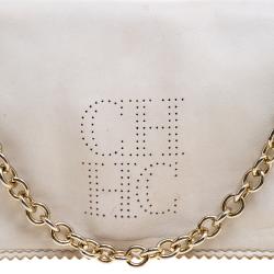 Pre Owned Carolina Herrera White Leather Chain Triana Shoulder bag