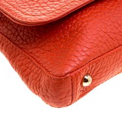 Pre Owned Carolina Herrera Red Pebbled Leather Flap Shoulder Bag