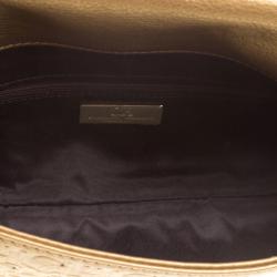 Pre Owned Carolina Herrera Gold Monogram Leather Bow Bag