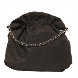 Pre Owned Carolina Herrera Dark Brown Nylon Drawstring Shoulder Bag