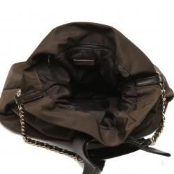 Pre Owned Carolina Herrera Dark Brown Nylon Drawstring Shoulder Bag