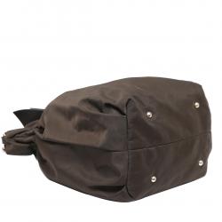 Pre Owned Carolina Herrera Dark Brown Nylon Drawstring Shoulder Bag