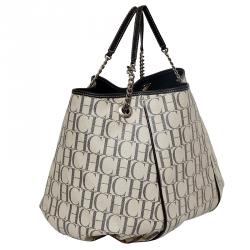 Pre Owned Carolina Herrera Off-White Monogram Coated Canvas Tote