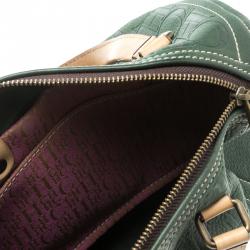 Carolina Herrera Green Monogram Leather Andy Boston Bag