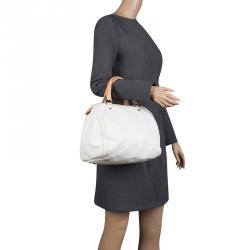 Carolina Herrera White Leather Andy Boston Bag