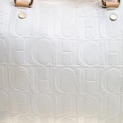 Carolina Herrera White Leather Andy Boston Bag