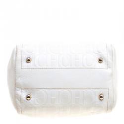 Carolina Herrera White Leather Andy Boston Bag
