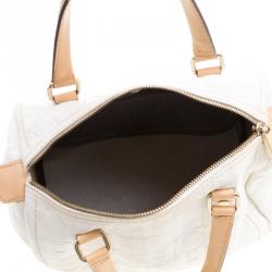 Carolina Herrera White Leather Andy Boston Bag