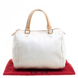 Carolina Herrera White Leather Andy Boston Bag