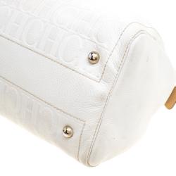 Carolina Herrera White Leather Andy Boston Bag