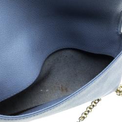 Pre Owned Carolina Herrera Blue Leather Flap Bag