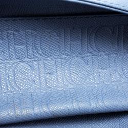 Pre Owned Carolina Herrera Blue Leather Flap Bag