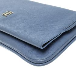 Pre Owned Carolina Herrera Blue Leather Flap Bag