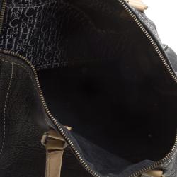 Carolina Herrera Black Monogram Leather Large Andy Boston Bag