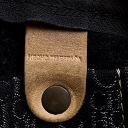 Carolina Herrera Black Monogram Leather Large Andy Boston Bag