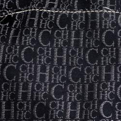 Carolina Herrera Black Monogram Leather Large Andy Boston Bag