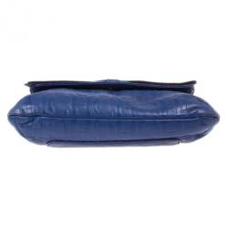 Pre Owned Carolina Herrera Blue Leather Small Audrey