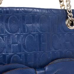 Pre Owned Carolina Herrera Blue Leather Small Audrey