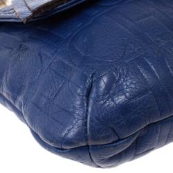 Pre Owned Carolina Herrera Blue Leather Small Audrey