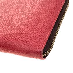 Pre Owned Carolina Herrera Red Leather Zip Around Wallet 