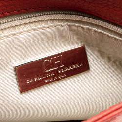 Pre Owned Carolina Herrera Red Monogram Leather Audrey Shoulder Bag