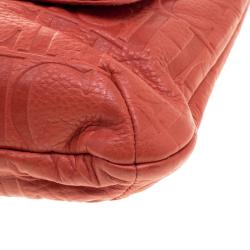 Pre Owned Carolina Herrera Red Monogram Leather Audrey Shoulder Bag