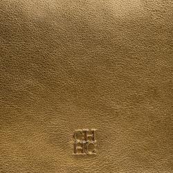 Pre Owned Carolina Herrera Gold Leather Flap Clutch