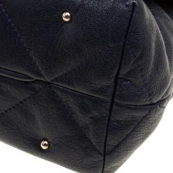 Pre Owned Carolina Herrera Navy Blue Quilted Leather Flap Chain Shoulder Bag