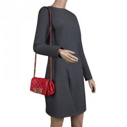 Pre Owned Carolina Herrera Red Quilted Leather Shoulder Bag