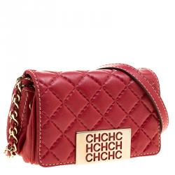 Pre Owned Carolina Herrera Red Quilted Leather Shoulder Bag
