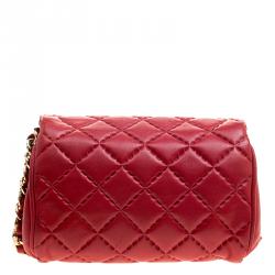 Pre Owned Carolina Herrera Red Quilted Leather Shoulder Bag
