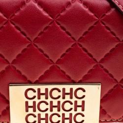 Pre Owned Carolina Herrera Red Quilted Leather Shoulder Bag